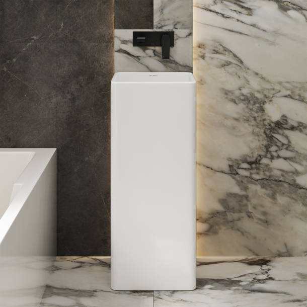 Badeloft Stone Resin Square Pedestal Bathroom Sink Wayfair